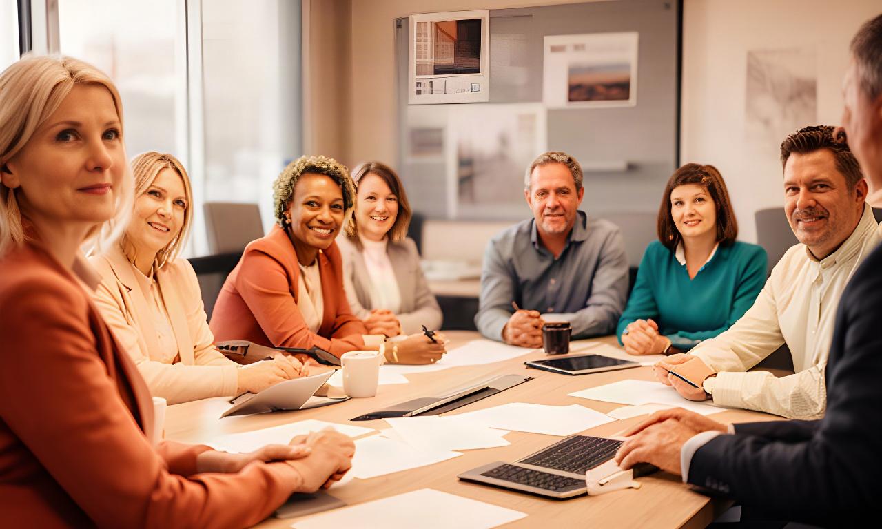 HR consultant speaking with regional business leaders around a meeting table in Muswellbrook